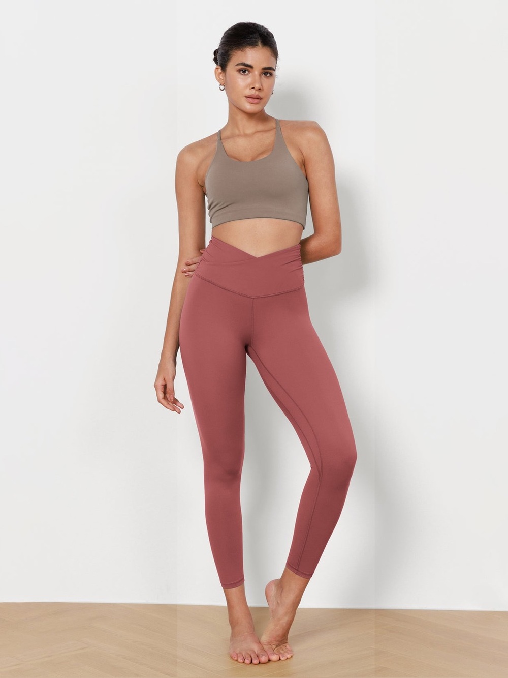 Ododos | Mauve Cross Waist Running Leggings S